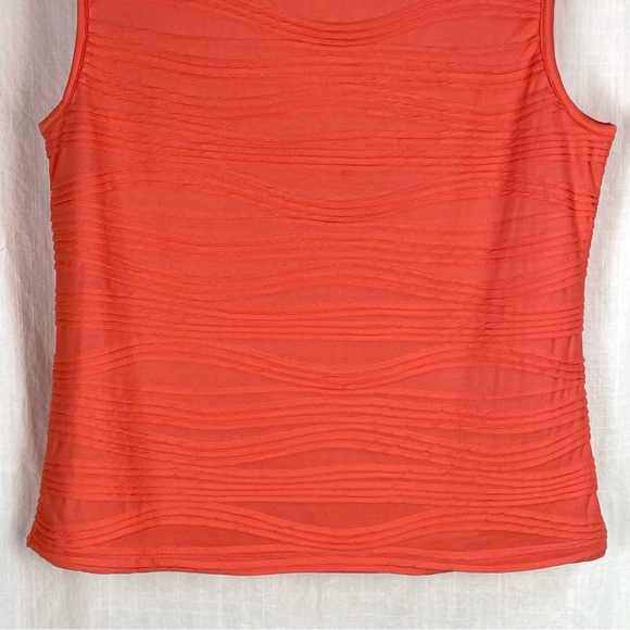TANJAY Sleeveless Top Tank summer spring coral salmon waves vintage? - Picture 3 of 14